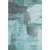 5' X 8' Teal Ivory And Charcoal Abstract Washable Area Rug With UV Protection