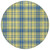 8' Yellow Blue And Ivory Round Plaid Washable Indoor Outdoor Area Rug