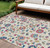 10' X 14' Linen Pink And Denim Blue Floral Washable Indoor Outdoor Area Rug