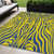 5' X 8' Yellow And Blue Animal Print Washable Indoor Outdoor Area Rug 5' X 8' Yellow And Blue Animal Print Washable Indoor Outdoor Area Rug
