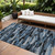 9' X 12' Blue Black And Gray Striped Washable Indoor Outdoor Area Rug 9' X 12' Blue Black And Gray Striped Washable Indoor Outdoor Area Rug