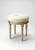 18" Ivory Polyester Blend And Brown Ottoman 18" Ivory Polyester Blend And Brown Ottoman