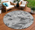 8' Gray And Charcoal Round Floral Washable Indoor Outdoor Area Rug