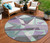 8' Purple Teal Blue And Gray Round Geometric Washable Indoor Outdoor Area Rug 8' Purple Teal Blue And Gray Round Geometric Washable Indoor Outdoor Area Rug