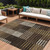 10' X 14' Chocolate Ivory And Gold Striped Washable Indoor Outdoor Area Rug 10' X 14' Chocolate Ivory And Gold Striped Washable Indoor Outdoor Area Rug