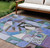 8' X 10' Green Blue Purple And Black Abstract Washable Indoor Outdoor Area Rug