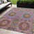 5' X 8' Pink And Teal Blue Medallion Washable Indoor Outdoor Area Rug 5' X 8' Pink And Teal Blue Medallion Washable Indoor Outdoor Area Rug