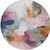 8' Blush Teal Blue And Ivory Round Abstract Washable Indoor Outdoor Area Rug
