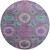 8' Purple Teal Blue And Lime Green Round Geometric Washable Indoor Outdoor Area Rug