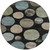 8' Black Fern Green And Teal Blue Round Geometric Washable Indoor Outdoor Area Rug