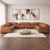 Chestnut Italian Leather Power Reclining U Shaped ten Piece Corner Sectional With Console