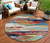 8' Denim Blue Green Red And Orange Round Abstract Washable Indoor Outdoor Area Rug 8' Denim Blue Green Red And Orange Round Abstract Washable Indoor Outdoor Area Rug
