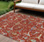 9' X 12' Red Blue And Ivory Floral Washable Indoor Outdoor Area Rug 9' X 12' Red Blue And Ivory Floral Washable Indoor Outdoor Area Rug