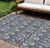 10' X 14' Navy Blue And Ivory Floral Washable Indoor Outdoor Area Rug 10' X 14' Navy Blue And Ivory Floral Washable Indoor Outdoor Area Rug