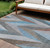 9' X 12' Teal Blue Copper And Gray Geometric Washable Indoor Outdoor Area Rug