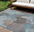 9' X 12' Teal Blue Ivory And Taupe Geometric Washable Indoor Outdoor Area Rug 9' X 12' Teal Blue Ivory And Taupe Geometric Washable Indoor Outdoor Area Rug
