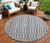 8' Pacific Blue And Beige Round Striped Washable Indoor Outdoor Area Rug