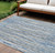 10' X 14' Blue And Ivory Striped Washable Indoor Outdoor Area Rug 10' X 14' Blue And Ivory Striped Washable Indoor Outdoor Area Rug