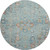 8' Blue Orange And Gold Floral Medallion Distressed Washable Round Rug With UV Protection