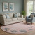 8' Peach Gray And Ivory Geometric Washable Round Rug With UV Protection 8' Peach Gray And Ivory Geometric Washable Round Rug With UV Protection