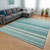 8' X 10' Teal Gray And Ivory Striped Washable Area Rug With UV Protection