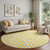 8' Yellow And Ivory Geometric Washable Round Rug With UV Protection