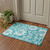 3' X 5' Teal And Ivory Floral Washable Area Rug With UV Protection