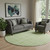 8' Lime Green And Ivory Geometric Washable Round Rug With UV Protection