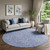 8' Denim Blue And Ivory Floral Washable Round Rug With UV Protection 8' Denim Blue And Ivory Floral Washable Round Rug With UV Protection