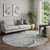 8' Gray And Silver Floral Washable Round Rug With UV Protection