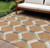 9' X 12' Copper Ivory And Gray Geometric Washable Indoor Outdoor Area Rug