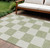 8' X 10' Artichoke Green And Ivory Geometric Washable Indoor Outdoor Area Rug