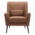 29" Brown And Black Faux Leather And Upholstered Arm Chair And Toss Pillow