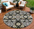 8' Black Gray And Brown Round Oriental Washable Indoor Outdoor Area Rug
