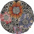 4' Round Red and Black Floral Area Rug