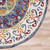 4' Round Blue and White Ornate Medallion Area Rug
