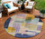 8' Plum Purple And Copper Round Abstract Washable Indoor Outdoor Area Rug
