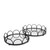 Set of Two Black And Silver Metal And Mirrored Glass Round Vanity Trays
