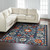 8' X 11' Blue Orange And Gray Tribal Washable Area Rug With UV Protection