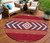 8' Red White And Navy Blue Round Southwestern Washable Indoor Outdoor Area Rug