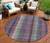 8' Plum Eggplant And Gray Round Plaid Washable Indoor Outdoor Area Rug 8' Plum Eggplant And Gray Round Plaid Washable Indoor Outdoor Area Rug
