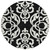 8' Black And Ivory Round Damask Washable Indoor Outdoor Area Rug 8' Black And Ivory Round Damask Washable Indoor Outdoor Area Rug