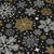 3' X 5' Black Gold And Gray Snowflake Washable Indoor Outdoor Area Rug
