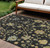 10' X 14' Black And Gold Floral Washable Indoor Outdoor Area Rug 10' X 14' Black And Gold Floral Washable Indoor Outdoor Area Rug