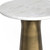 26" Gray White and Antiqued Brass Distressed Marble and Iron Round Pedestal End Table And Trunk Storage