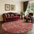 8' Red And Beige Floral Medallion Distressed Washable Round Rug With UV Protection 8' Red And Beige Floral Medallion Distressed Washable Round Rug With UV Protection