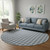 8' Navy Blue And Ivory Geometric Washable Round Rug With UV Protection 8' Navy Blue And Ivory Geometric Washable Round Rug With UV Protection