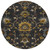 8' Black Gold And Blue Round Floral Washable Indoor Outdoor Area Rug 8' Black Gold And Blue Round Floral Washable Indoor Outdoor Area Rug