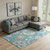 10' X 14' Teal Ivory And Gray Medallion Washable Area Rug With UV Protection 10' X 14' Teal Ivory And Gray Medallion Washable Area Rug With UV Protection
