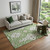 5' X 8' Green Ivory And Gray Floral Washable Area Rug With UV Protection